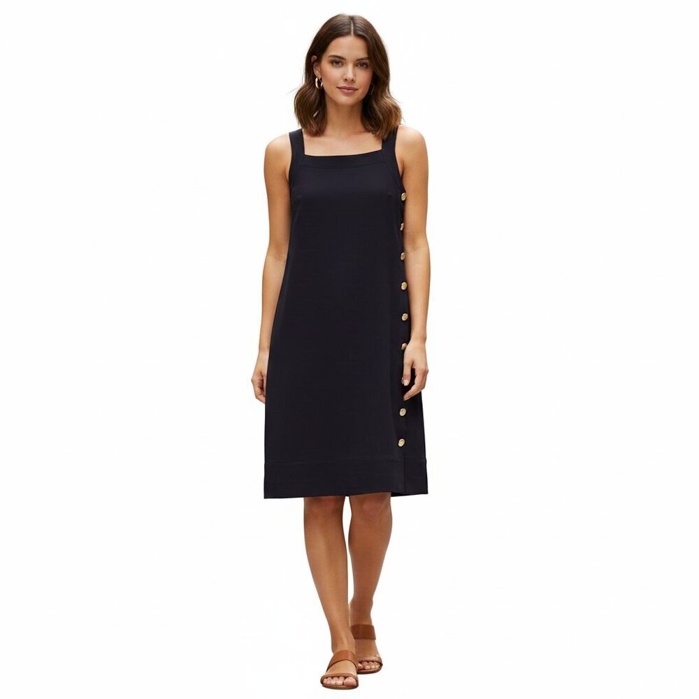 *Cynthia Rowley Navy Blue Linen Blend Mini Dress Sz S | Sleeveless Square Neck